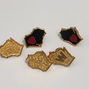 VTG Lot 5  State Map Gold Tone  Pin TieTack ESCO